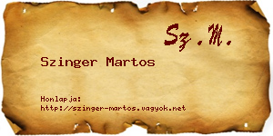 Szinger Martos névjegykártya